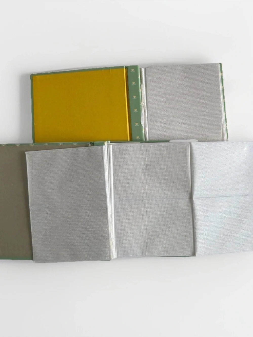 Vintage Sage Green Calico Hearts Photo Album Brag Book Lot of 2 Cottagecore READ